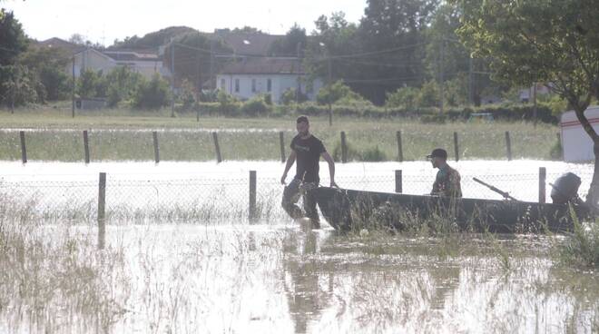 Ravenna. Campagna allagata fra San Michele e Villanova e a ovest della ferrovia a Godo